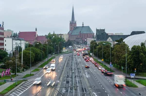 Szczecin West Pomeranian Poland 2020 Morning Car Traffic City Roads — 图库照片