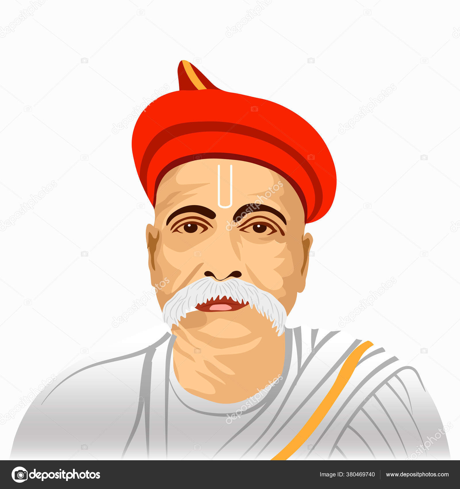 Bal Gangadhar Tilak Portrait Vector Illustration Stock Illustration By