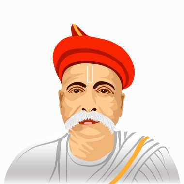 Bal Gangadhar Tilak Portre Vektörü İllüstrasyonu