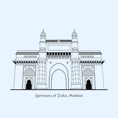 Hindistan, Mumbai geçidi vektör çizgisi silüeti soyut tasarım