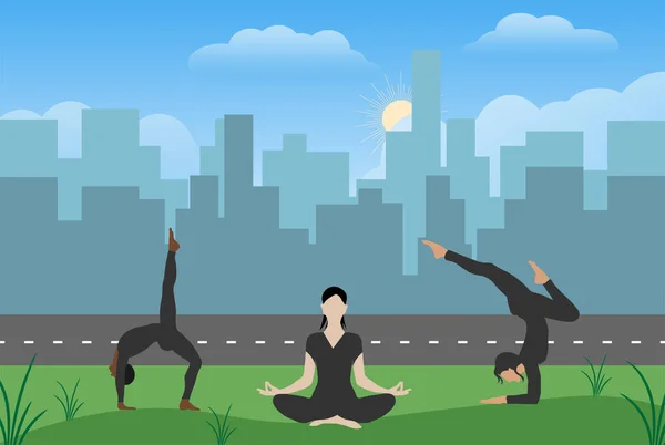 Uluslararası Yoga Günü Haziran Vektör Illüstrasyonu — Stok Vektör