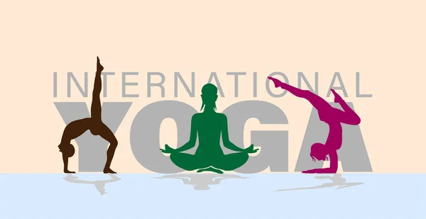 Ziua Internațională Yoga Iunie Ilustrație Vectorială — Vector de stoc