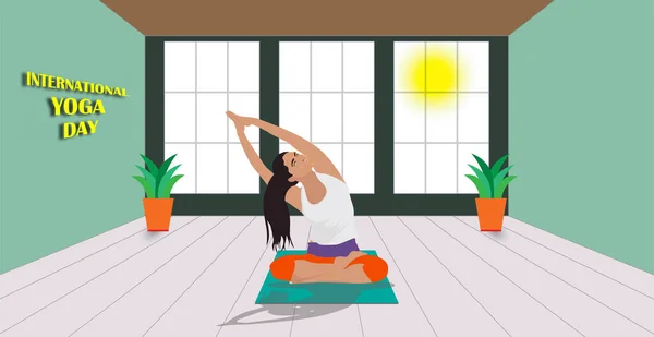 International Yoga Day June Vector Illustration — 스톡 벡터