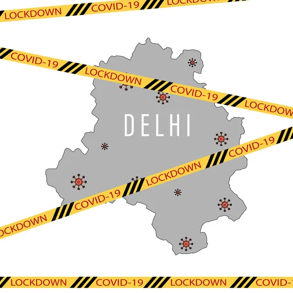 India National Delhi State Lockdown Due Coronavirus Crisis Covid Disease — Stock Vector