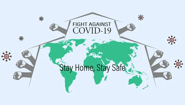 World Earth Coronavirus Outbreak Stop Covid Concept Fight Coronvavirus — Stock Vector