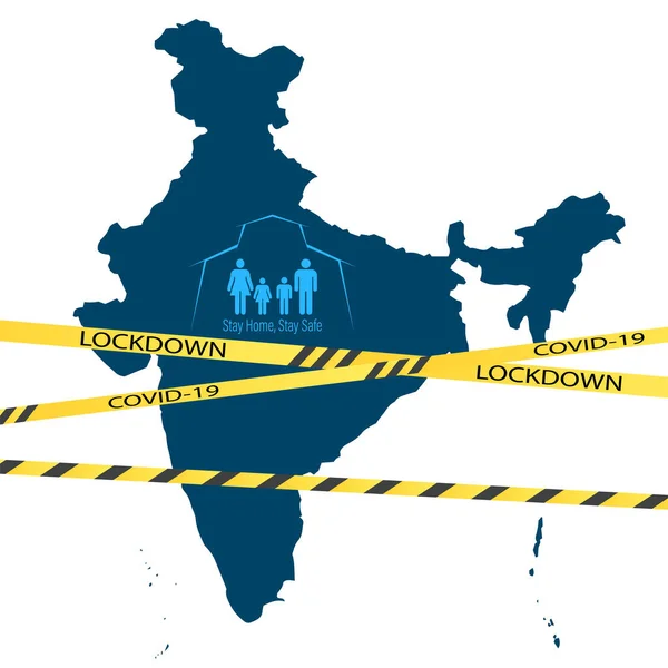 India National Delhi State Lockdown Grunn Coronavirus Krise Covid Sykdom – stockvektor