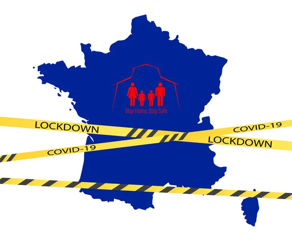 Concept Coronavirus Carte France Éclosion Virus Couronne Vectorielle Avec Carte — Image vectorielle