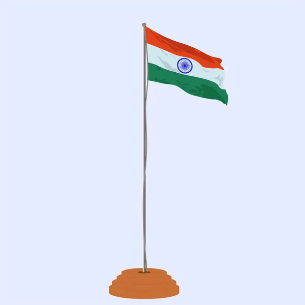 Independence Day India 15Th August Showing Waving Fabric Style Flag — Stock Vector