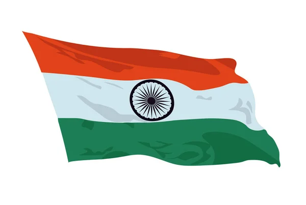 Jour Indépendance Inde Août Montrant Agitant Drapeau Style Tissu Avec — Image vectorielle