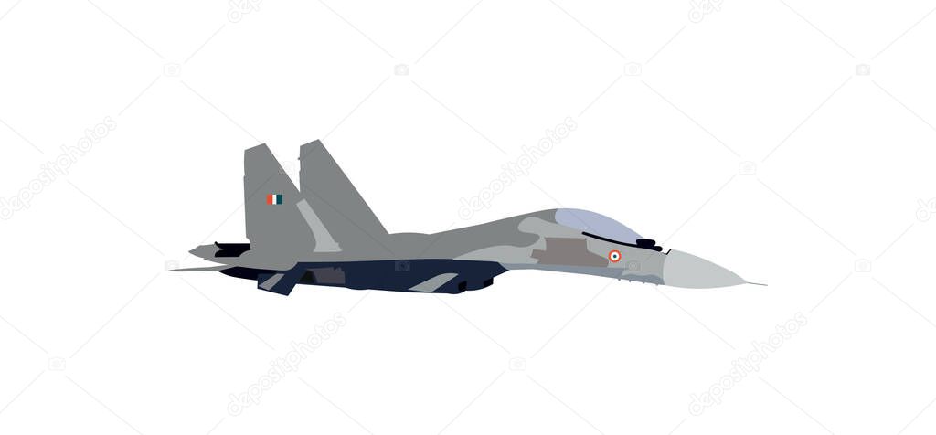 sukhoi su-30 fighter plane vector illustration