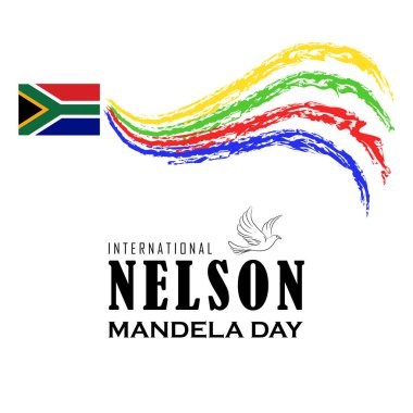 Nelson Mandela Uluslararası Günü. Güney Afrikalı siyasi lider ve hayırsever, 1994 'ten 1999' a kadar Güney Afrika Cumhurbaşkanı olarak görev yaptı. Portre Çizim Vektörü İllüstrasyonu