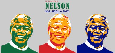 Nelson Mandela International Day. South African- political leader, and philanthropist, who served as President of South Africa from 1994 to 1999. Portrait Drawing Vector Illustration clipart