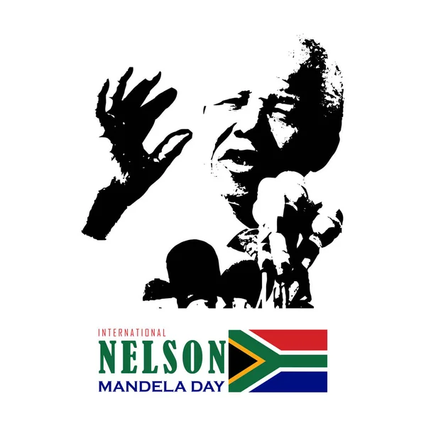 Nelson Mandela Uluslararası Günü. Güney Afrikalı siyasi lider ve hayırsever, 1994 'ten 1999' a kadar Güney Afrika Cumhurbaşkanı olarak görev yaptı. Portre Çizim Vektörü İllüstrasyonu