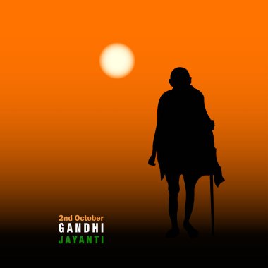 Mohandas Karamchand Gandhi 'nin vektör illüstrasyonu ya da Hint özgürlük savaşçısı Mahatma Gandhi..