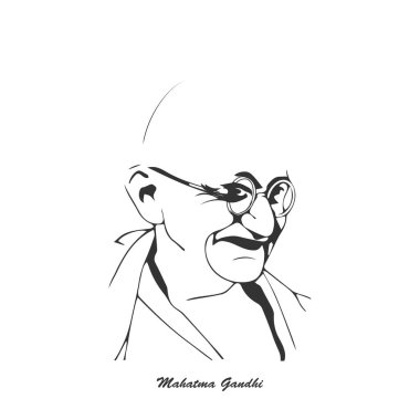 Mohandas Karamchand Gandhi 'nin vektör illüstrasyonu ya da Hint özgürlük savaşçısı Mahatma Gandhi..