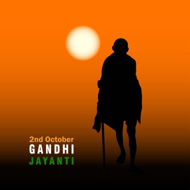 Mohandas Karamchand Gandhi 'nin vektör illüstrasyonu ya da Hint özgürlük savaşçısı Mahatma Gandhi..