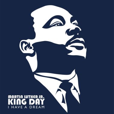 MLK Martin Luther King Jr., tebrik kartı geçmişi. İlham verici bir sözüm var. Martin Luther Jr. Kral Portresi.
