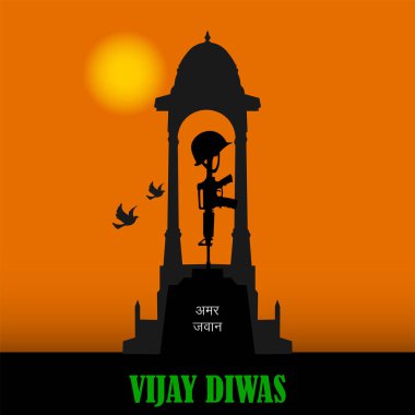 Kargil Vijay Diwas 'ın Vektör İllüstrasyonu, afiş ya da afiş. Anma Günü. Şehitler Günü. Hint ordusuna selam olsun, amar jyoti, amar jawan.