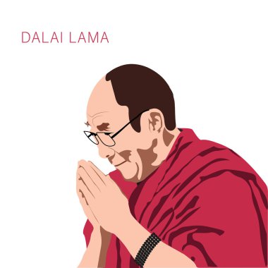 Dalai Lama Tenzin Gyatso an spiritual leader portrait. a symbol of unification, His Holiness the 14th Dalai Lama. He has lived in exile in India since the Chinese Army crushed an uprising in his homeland in 1959. clipart