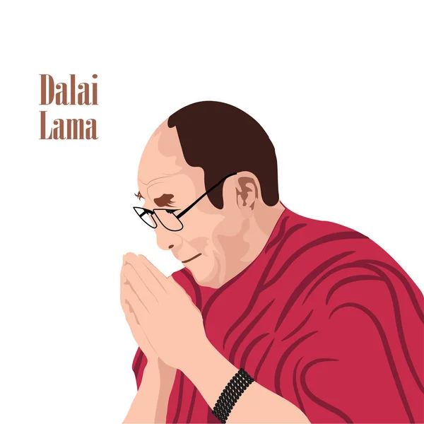 Dalaï Lama Tenzin Gyatso Portrait Leader Spirituel Symbole Unification Sainteté — Image vectorielle