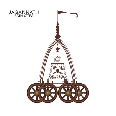 Lord Jagannath 'dan Ratha Yatra' nın Vektör İllüstrasyonu aynı zamanda Bahuda Jatra olarak da bilinir, Lord Jagannath 'dan Ratha Yatra' nın yenilikçi tasarımı, Balabhadra ve Savaş Arabası 'ndan Subhadra.