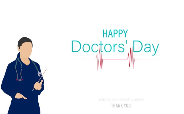 National Doctors Day Syringe Heartbeat Graph Doctors Day Vector Illustration — Stock Vector