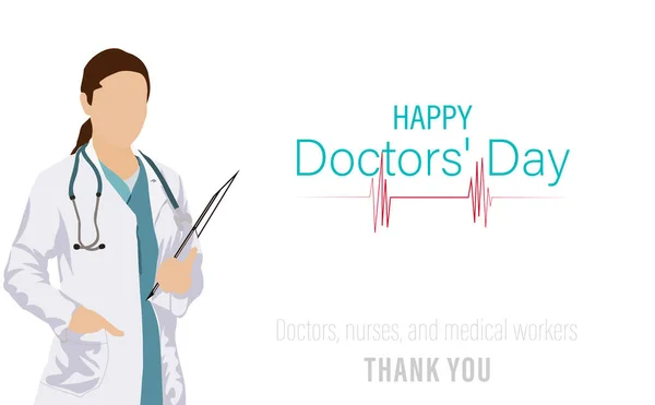 National Doctors Day Syringe Heartbeat Graph Doctors Day Vector Illustration — Stock Vector