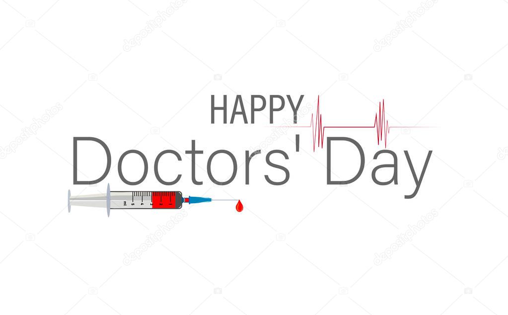National Doctors Day. A syringe and heartbeat graph for a doctors day vector illustration. Doctor nurse holding a report an ideal abstract for events