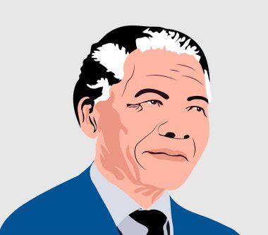 Nelson Mandela Uluslararası Günü. Güney Afrikalı siyasi lider ve hayırsever, 1994 'ten 1999' a kadar Güney Afrika Cumhurbaşkanı olarak görev yaptı. Portre Çizim Vektörü İllüstrasyonu