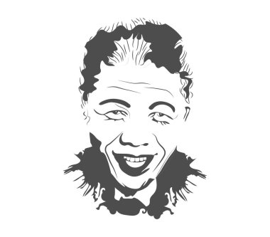 Nelson Mandela Uluslararası Günü. Güney Afrikalı siyasi lider ve hayırsever, 1994 'ten 1999' a kadar Güney Afrika Cumhurbaşkanı olarak görev yaptı. Portre Çizim Vektörü İllüstrasyonu