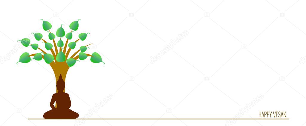 Sacred fig or Pipal tree leaf Buddha Purnima or Vesak day vector illustration, allso called Guru Purnima in India and Nepal