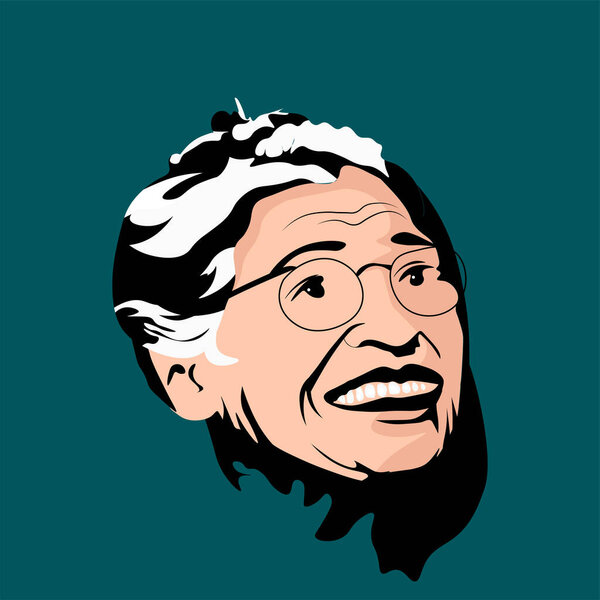 Illustraion of Rosa Louise McCauley Parks, an American activist in the civil rights movement. Montgomery bus boycott.