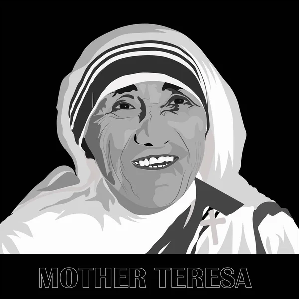 Retrato Madre Teresa Foi Uma Freira Católica Romana Albanesa Missionária — Vetor de Stock