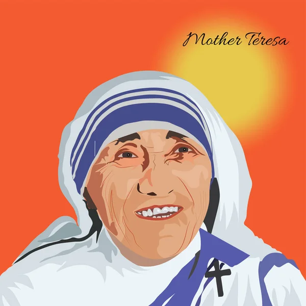 Rahibe Teresa Nın Portresi Kalkütalı Kutsanmış Teresa Olarak Bilinen Bir — Stok Vektör