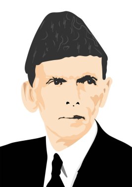 Muhammad Ali Cinnah Portresi. Quaid-e-Azam Muhammad Ali jinnah 25 Aralık (Pakistan 'ın Kurucusu) doğum günü kutlaması.