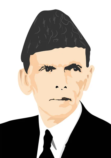 Muhammad Ali Jinnah Ritratto Quaid Azam Muhammad Ali Jinnah Dicembre — Vettoriale Stock