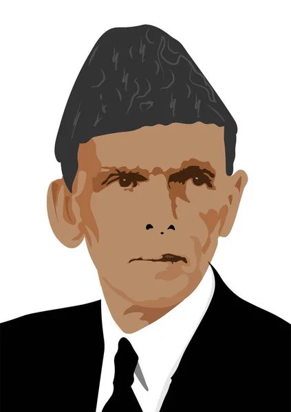 Muhammad Ali Jinnah Portret Quaid Azam Muhammad Ali Jinnah December — Stockvector