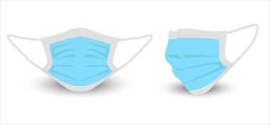 Önde cerrahi maske ve izometrik görüş Covid-19 Coronavirus Pandemic 