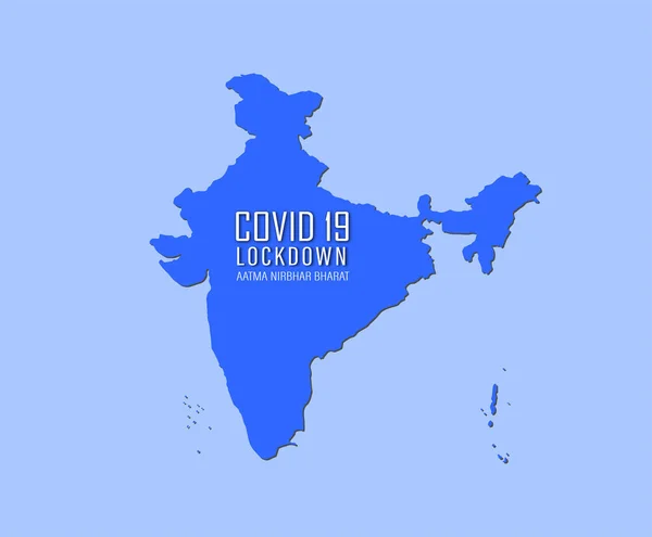 India Map Written Covid Lockdown Papercut Style Drop Shadow Stay — Stock Vector