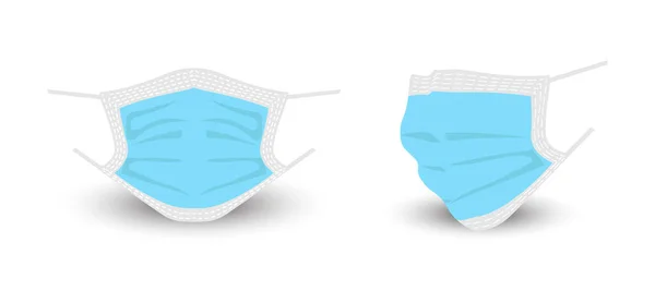 Chirurgische Maske Vorne Und Isometrische Ansicht Covid Coronavirus Pandemie — Stockvektor