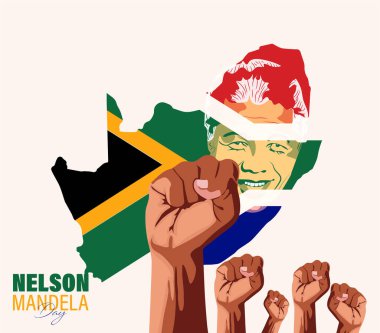 Nelson Mandela Uluslararası Günü. Güney Afrikalı siyasi lider ve hayırsever, 1994 'ten 1999' a kadar Güney Afrika Cumhurbaşkanı olarak görev yaptı. Portre Çizim Vektörü İllüstrasyonu