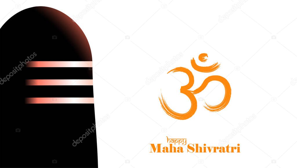 Vector illustration of Greeting card for maha Shivratri, Greeting card for Hindu festival Maha Shivratri. Grunge texture Mahadev Tilak sign. 