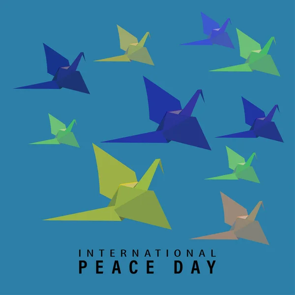 Wereld Vredesdag Wenskaart Illustratie Internationale Sociale Hulp Concept Papier Origami — Stockvector