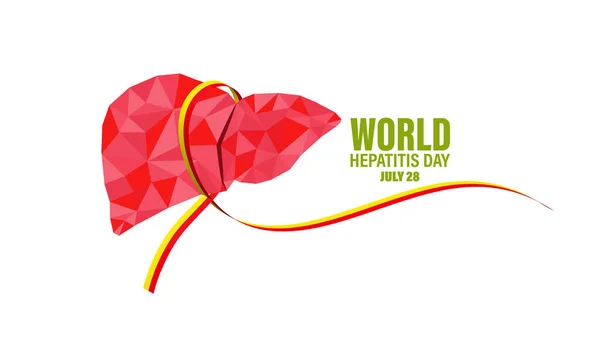 Hepatit için kurdele. 28 Temmuz Dünya Hepatit Günü 'nün Vektör İllüstrasyonu. Kart için arkaplan şablonu kullanımı, minimalist ve modern konsepte sahip vektör tasarımı.