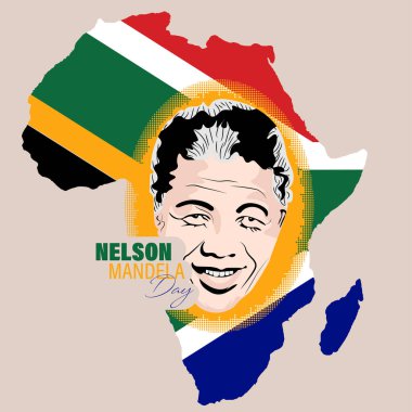 Nelson Mandela Uluslararası Günü. Güney Afrikalı siyasi lider ve hayırsever, 1994 'ten 1999' a kadar Güney Afrika Cumhurbaşkanı olarak görev yaptı. Portre Çizim Vektörü İllüstrasyonu