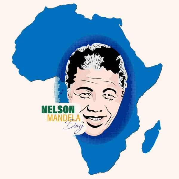 Nelson Mandela Uluslararası Günü. Güney Afrikalı siyasi lider ve hayırsever, 1994 'ten 1999' a kadar Güney Afrika Cumhurbaşkanı olarak görev yaptı. Portre Çizim Vektörü İllüstrasyonu