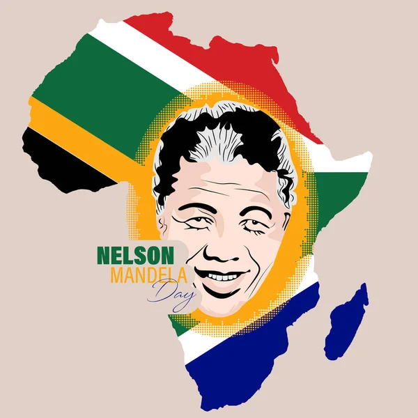 Nelson Mandela Uluslararası Günü. Güney Afrikalı siyasi lider ve hayırsever, 1994 'ten 1999' a kadar Güney Afrika Cumhurbaşkanı olarak görev yaptı. Portre Çizim Vektörü İllüstrasyonu