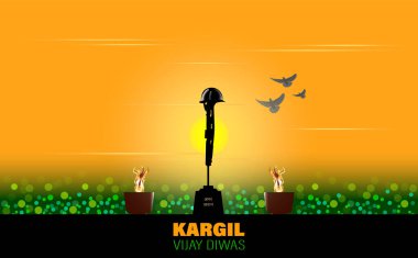 Kargil Vijay Diwas 'ın Vektör İllüstrasyonu. İngilizcenin anlamı Kargil Zafer Günü. Hindistan 'da Şehit Günü' nün Vektör İllüstrasyonu. Anma Günü.