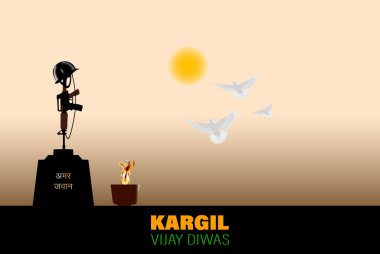 Kargil Vijay Diwas 'ın Vektör İllüstrasyonu. İngilizcenin anlamı Kargil Zafer Günü. Hindistan 'da Şehit Günü' nün Vektör İllüstrasyonu. Anma Günü.