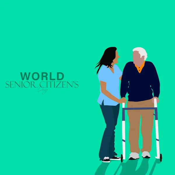 Vektor Illustration World Senior Citizen Day Som Firas Den Augusti — Stock vektor